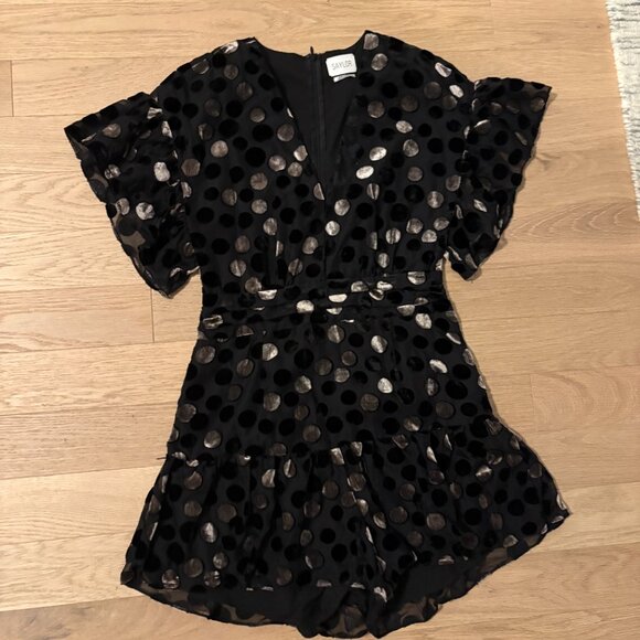 Black Saylor Polka Dot Mini Dress Size Small - Picture 2 of 5